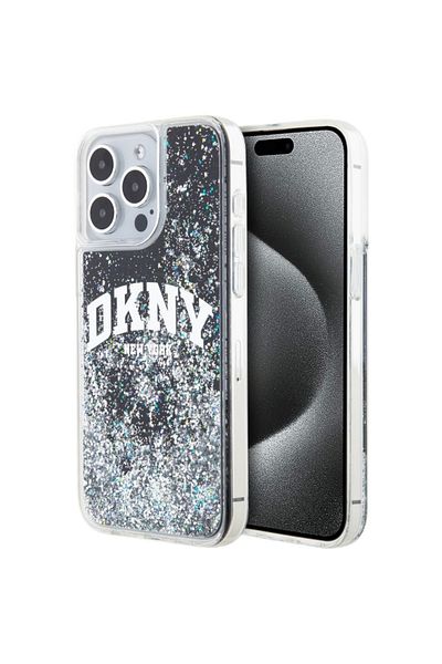 Dkny Husa Liquid Glitter Big Logo iPhone 15 Pro Negru