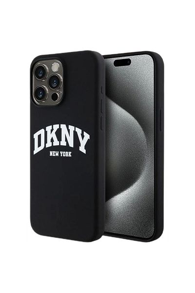 Dkny Case Liquid Silicone White Printed Logo MagSafe iPhone 14 Pro Max Black