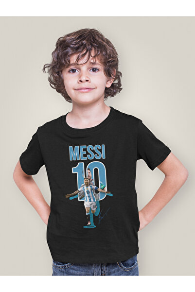 SEVBANO Παιδικό μπλουζάκι Messi 10 με στάμπα Unisex Footballer (Ηλικία 1-12)