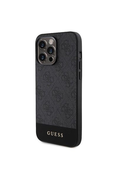 Guess Case 4G Stripe Logo MagSafe iPhone 15 Pro Black
