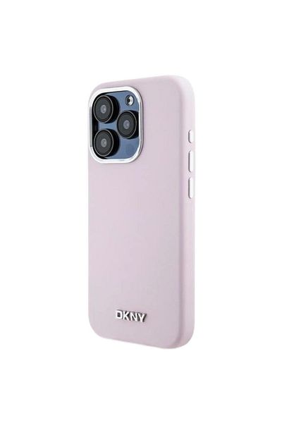 Dkny Case Liquid Silicone Small Metal Logo MagSafe iPhone 15 Pro Pink