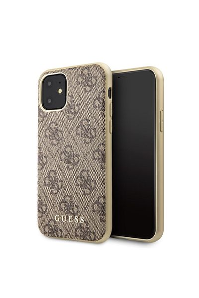Guess Case 4g Metal Gold Logo Iphone 11 Brown