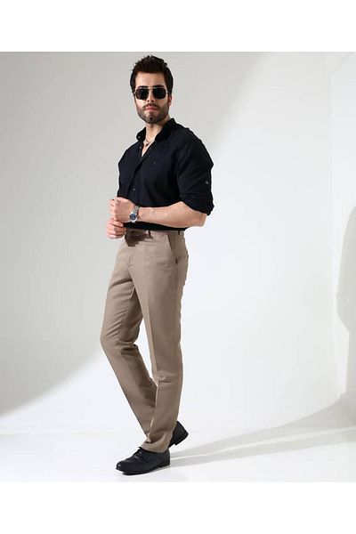 Benim Denim Men's Regular Fit Non-Designed Color Beige Color Casual Pants