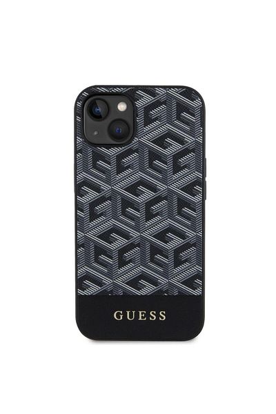 Guess Gcube Stripes Magsafe Iphone 14 Case Black
