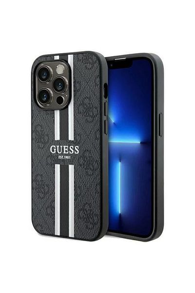 Guess Case 4g Printed Stripes Magsafe Iphone 15 Pro Black