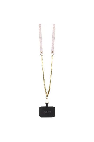Guess Husa Pu 4g Strass Triangle Metal Logo With Crossbody Strap Iphone 15 Pro Max Pink
