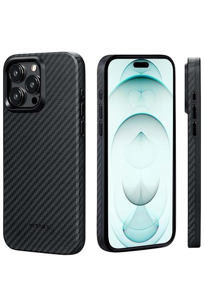 PITAKA Husa MagEZ Pro 4 Aramida 1500D iPhone 15 Pro, MagSafe Negru / Gri