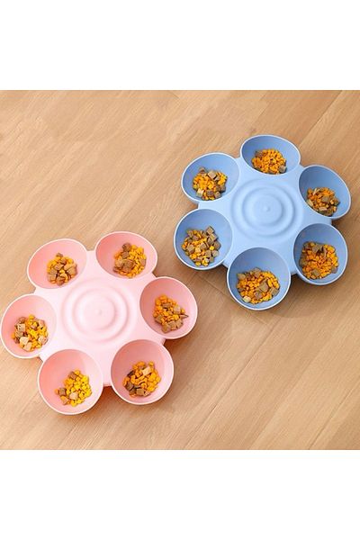 TaoTaoPets Flower-Shaped Cat Food Bowl with 6 Feeding Stations