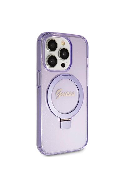 Guess Husa Ring Stand Glitter MagSafe iPhone 15 Pro Mov