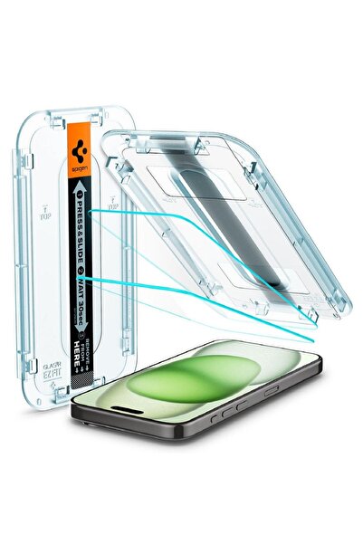 Spigen Folie Sticla Glass tR EZ Fit iPhone 15 Plus set 2 buc, kit de montare,...