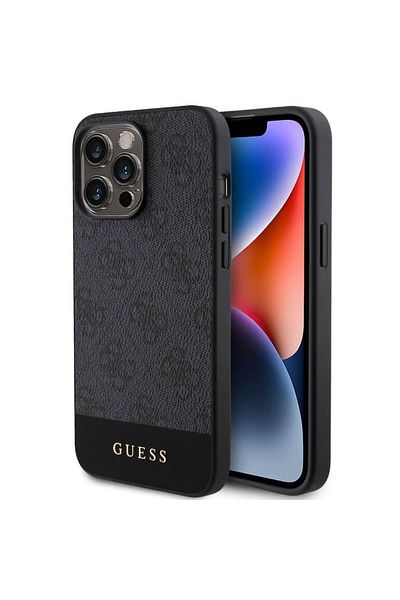 Guess Case 4G Stripe Logo MagSafe iPhone 15 Pro Black