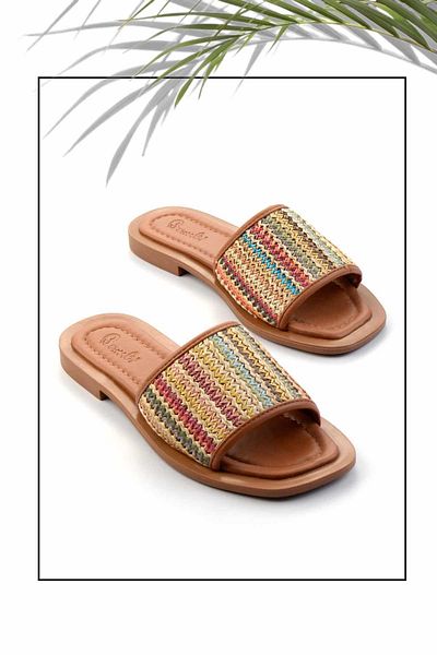 Bambi Mustard Multicolor Women's Slippers K04826551428