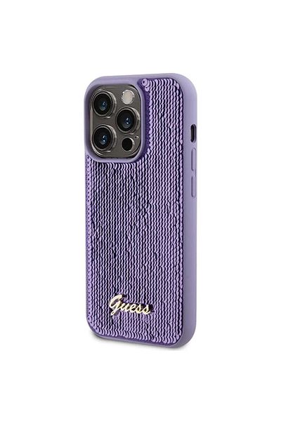 Guess Case Sequin Script Logo Iphone 15 Pro Max Purple