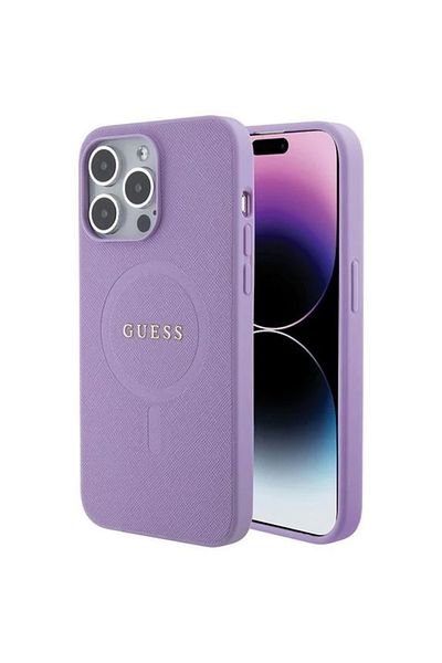 Guess Case Saffiano Magsafe Iphone 15 Pro Max Purple