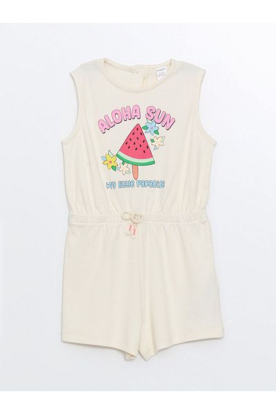 LC Waikiki Lcw Crew Neck Sleeveless Printed Baby Girl Romper