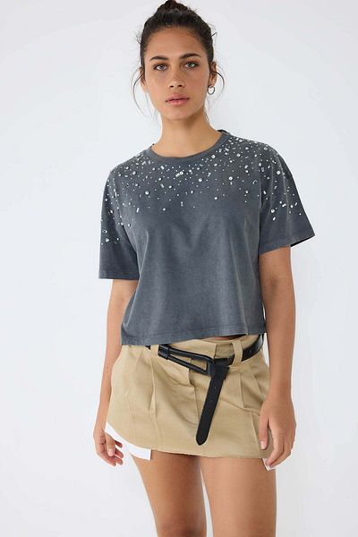 No Matter What Kurzes T-Shirt mit Steinstickerei