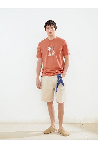 LC Waikiki Crew Neck Floral Combed Cotton Men's T-Shirt