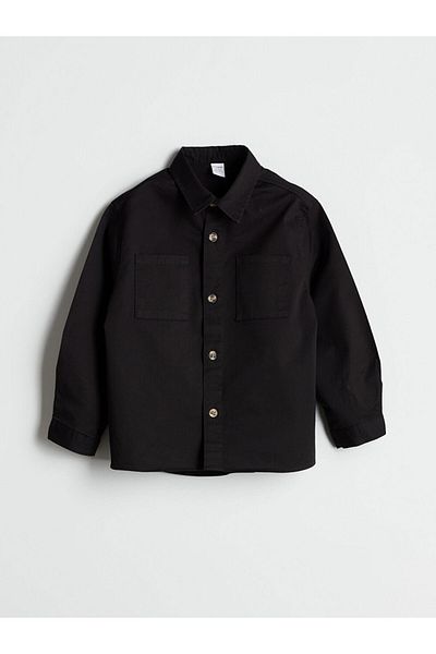 LC Waikiki Lcw kids black boy's gabardine shirt and t-shirt set of 2