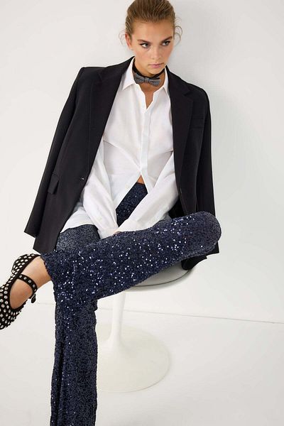 No Matter What Glittery Stretch Fabric Trousers