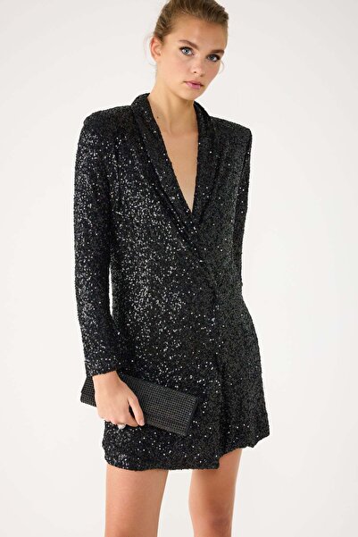 No Matter What Wattiertes Mini-Jackenkleid mit Pailletten