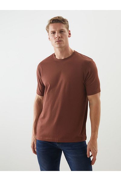 LC Waikiki Ανδρικό μπλουζάκι Basic Μούρντουμ Μπλούζα Με Στρογγυλή Λαιμόκοψη 100% Βαμβάκι