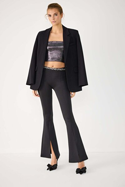 No Matter What Trägerloses Crop-Top aus glänzendem Stoff