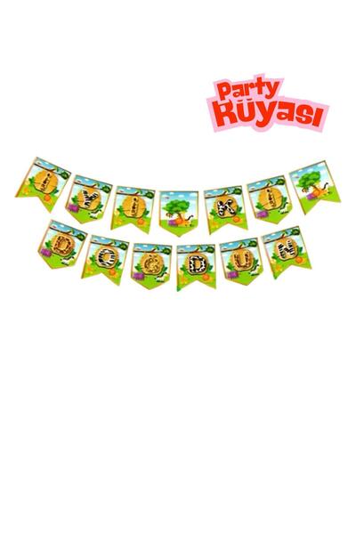 partyrüyası Στολίδι γενεθλίων με θέμα το Safari Cute Animals με αναδυόμενη επ...