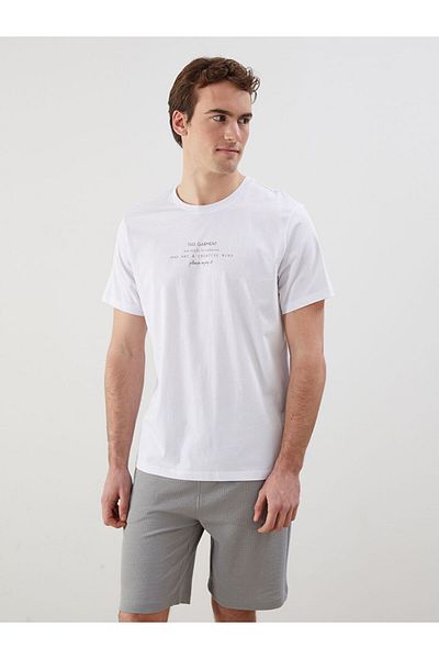 LC Waikiki Tricou pentru bărbați din bumbac pieptănat cu imprimeu cu decolteu rotund de sezon nou - S5IQ60Z8