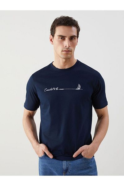 LC Waikiki Ανδρικό μπλουζάκι LCWAIKIKI Classic Crew Neck με στάμπα χτενισμένο βαμβακερό