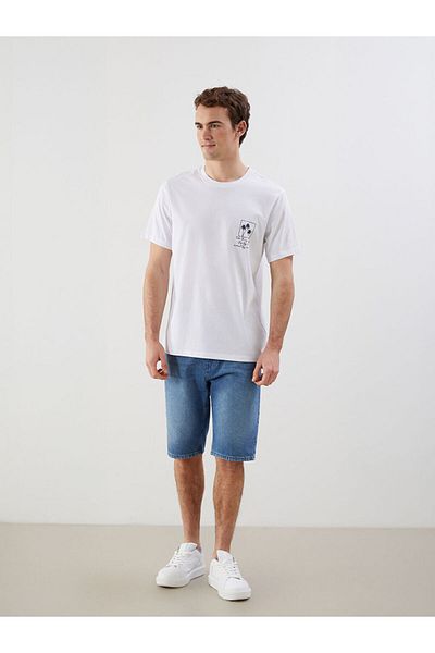 LC Waikiki New Season Crew Neck Κοντό μανίκι εμπριμέ χτενισμένο βαμβακερό ανδρικό Tisort - S5II77Z8