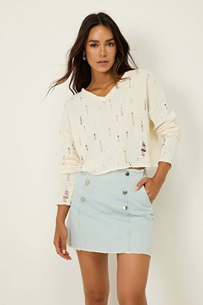 No Matter What Langärmelige Bluse mit Rissen