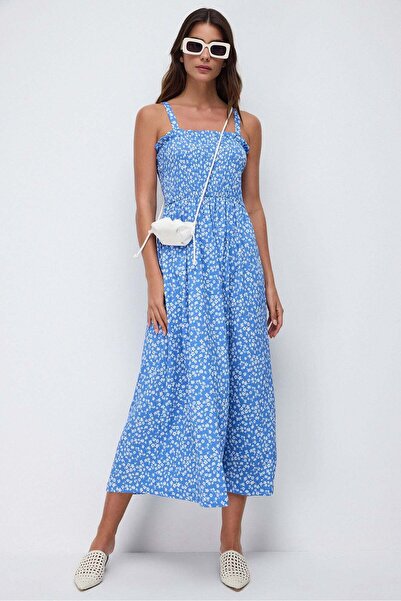 No Matter What Langes, trägerloses Kleid aus gemustertem Stoff