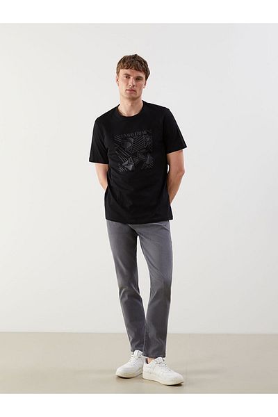 LC Waikiki New Season Crew Neck Κοντό μανίκι εμπριμέ χτενισμένο βαμβακερό ανδρικό Tisort - S5FA43Z8