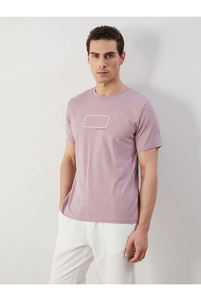 LC Waikiki New Season Crew Neck Κοντό μανίκι εμπριμέ χτενισμένο βαμβακερό ανδρικό Tisort - S5KU23Z8