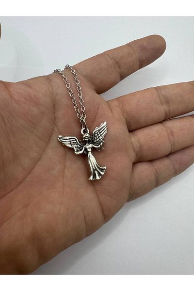 Herşey Nota Unisex Necklace with Winged Angel Figure – Guardian Spirit and Elegance Themed Accessory with 60 cm Chain