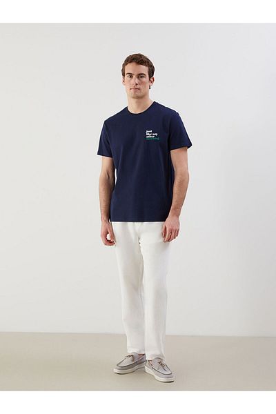 LC Waikiki New Season Crew Neck Κοντό μανίκι εμπριμέ χτενισμένο βαμβακερό ανδρικό Tisort - S5J862Z8