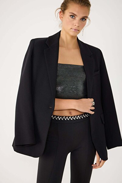 No Matter What Trägerloses Crop-Top aus glänzendem Stoff