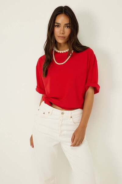 No Matter What Oversized Basic-T-Shirt mit Muster