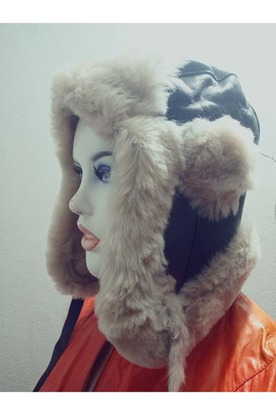 hoaryage 100% Sheep Eared Uşanka Genuine Lambskin Pilot Hat