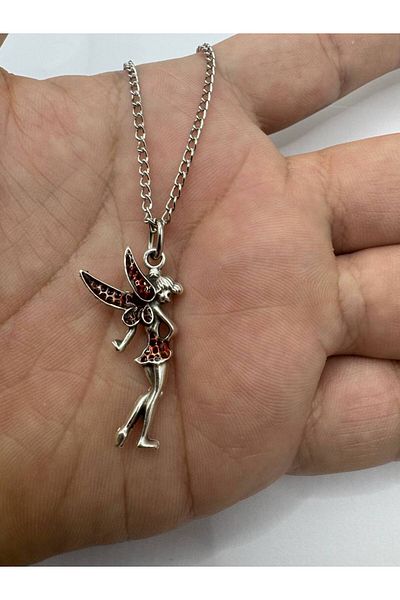 Herşey Nota Red Tinkerbell Figured Unisex Necklace – Fairytale and Fantastic Design with 60 cm Chain