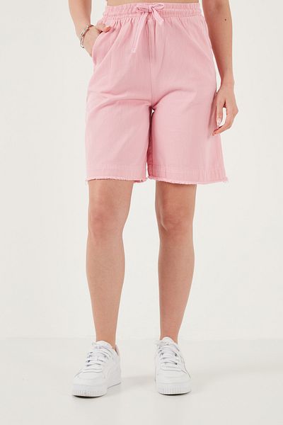 Lela Cotton Standard Fit Normal Waist Tie Pocket Shorts Shorts 668Yp5326