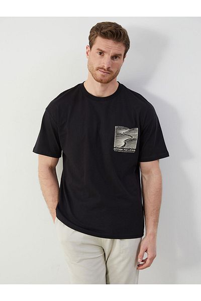 LC Waikiki New Season Crew Neck εμπριμέ χτενισμένο βαμβακερό ανδρικό Tisort - S5J860Z8
