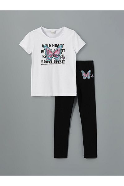 LC Waikiki Crew Neck Children's T-Shirt and Leggings