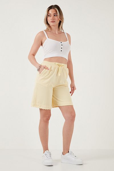 Lela Cotton Standard Fit Normal Waist Tie Pocket Shorts Shorts 668Yp5326