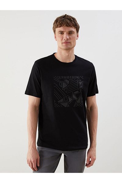 LC Waikiki New Season Crew Neck Κοντό μανίκι εμπριμέ χτενισμένο βαμβακερό ανδρικό Tisort - S5FA43Z8