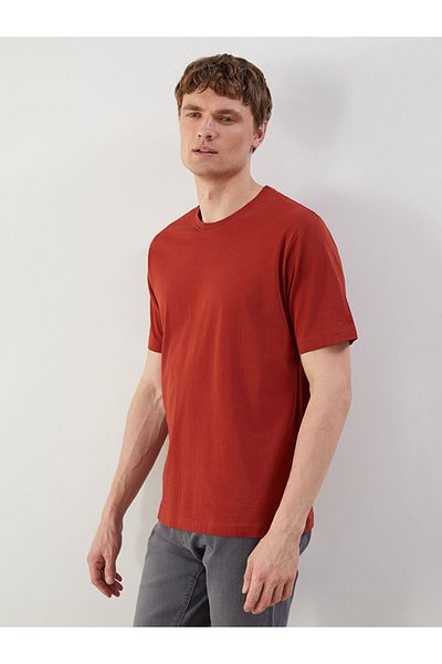LC Waikiki Basic Plum Crew Neck Combed Cotton Men's T-Shirt
