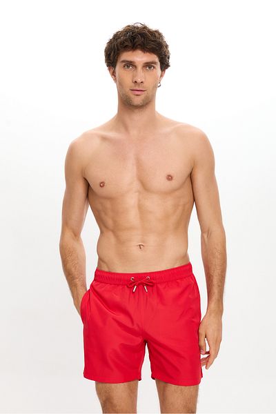 TOOSALTY Men's Solid Color Thin Fabric Swim Shorts with Pockets Mesh Lining Quick Dry Water Repellent Mid Length