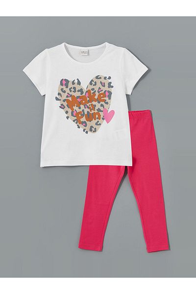 LC Waikiki Lcw Crew Neck Girl's T-Shirt and Leggings