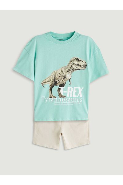 LC Waikiki Dinosaur Print Boys T-Shirt and Shorts Pack of 2