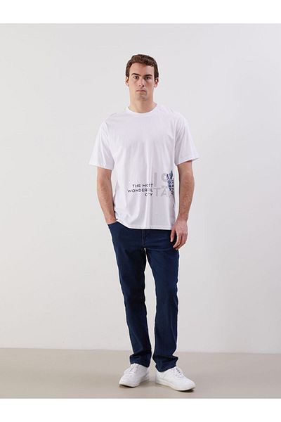 LC Waikiki Tricou pentru bărbați din bumbac pieptănat cu imprimeu cu decolteu rotund de sezon nou - S5J744Z8